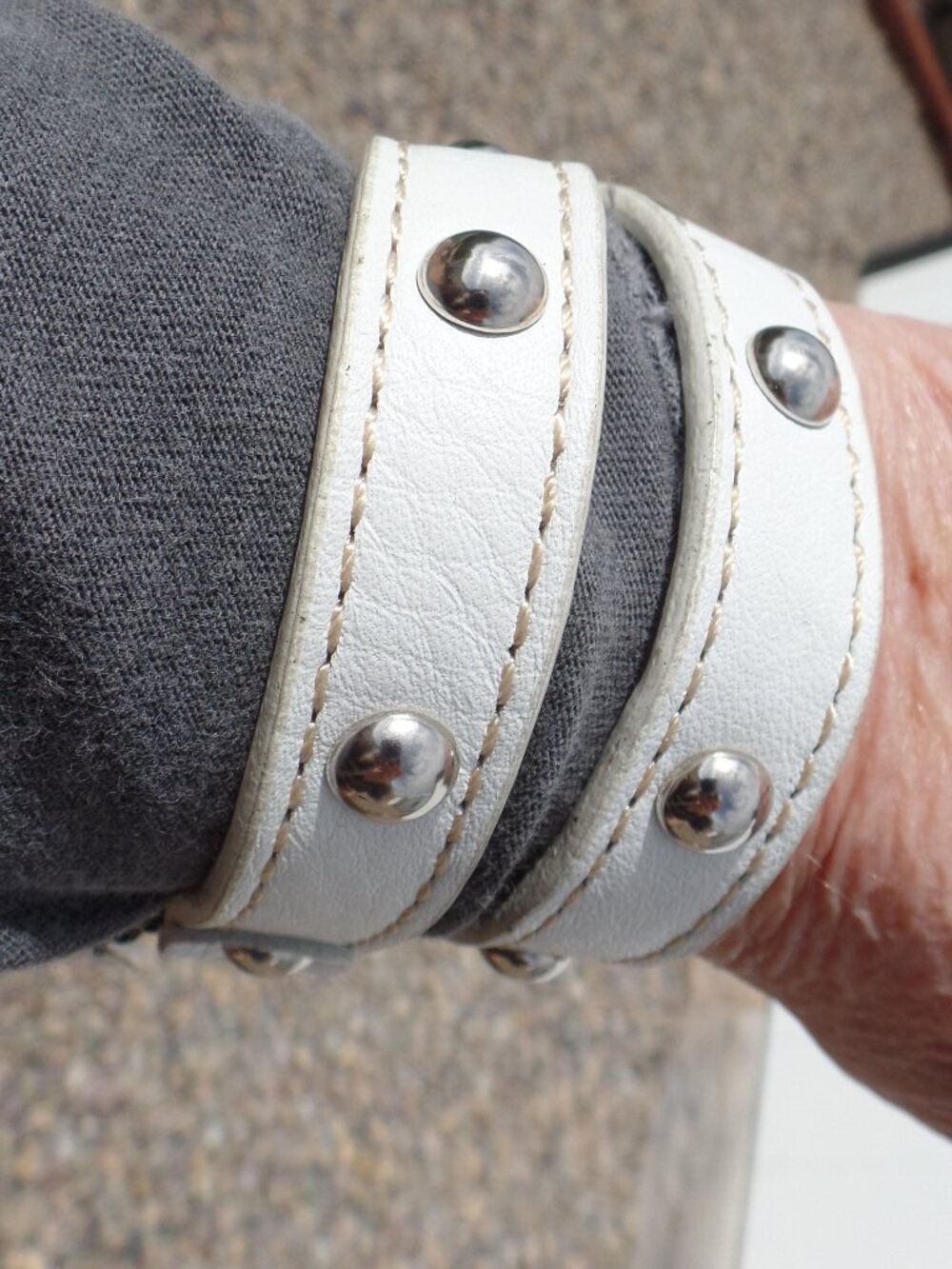 Cara New York Leather Wrap Studded Bracelet WHITE NWT Y2K